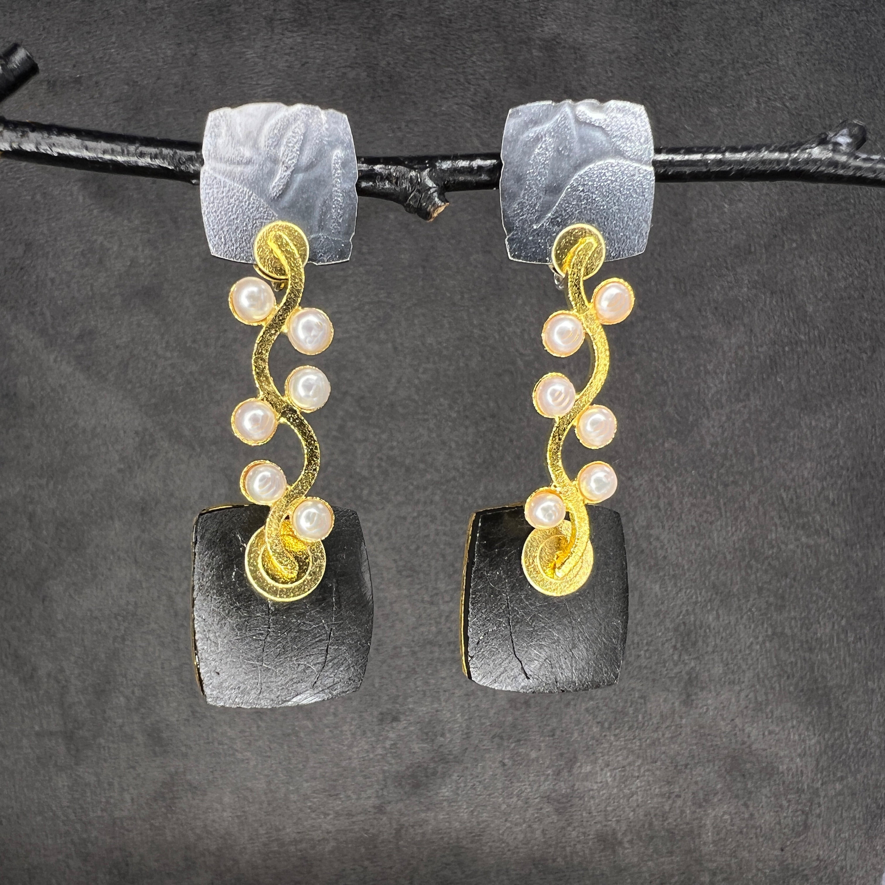 Michou Silver & Gold Earrings w/ Peridot, Pearl & Topaz | Bluestone Jewelry  | Tahoe City, CA