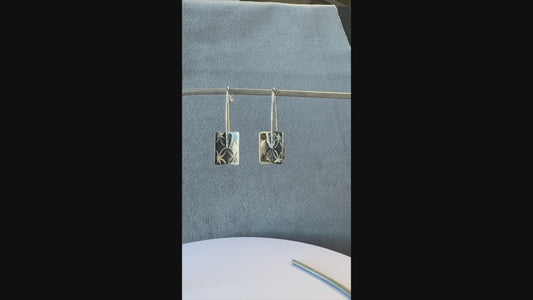 Oxidized sterling "Doubles" tiny square earrings