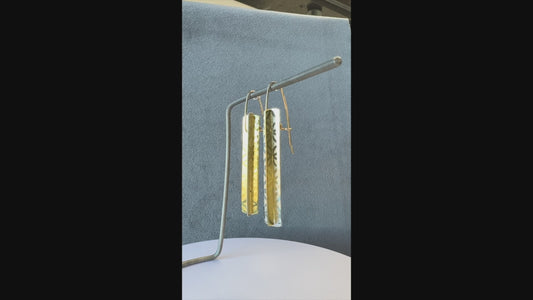 Silver and Vermeil Lace pattern bar "doubles" earrings